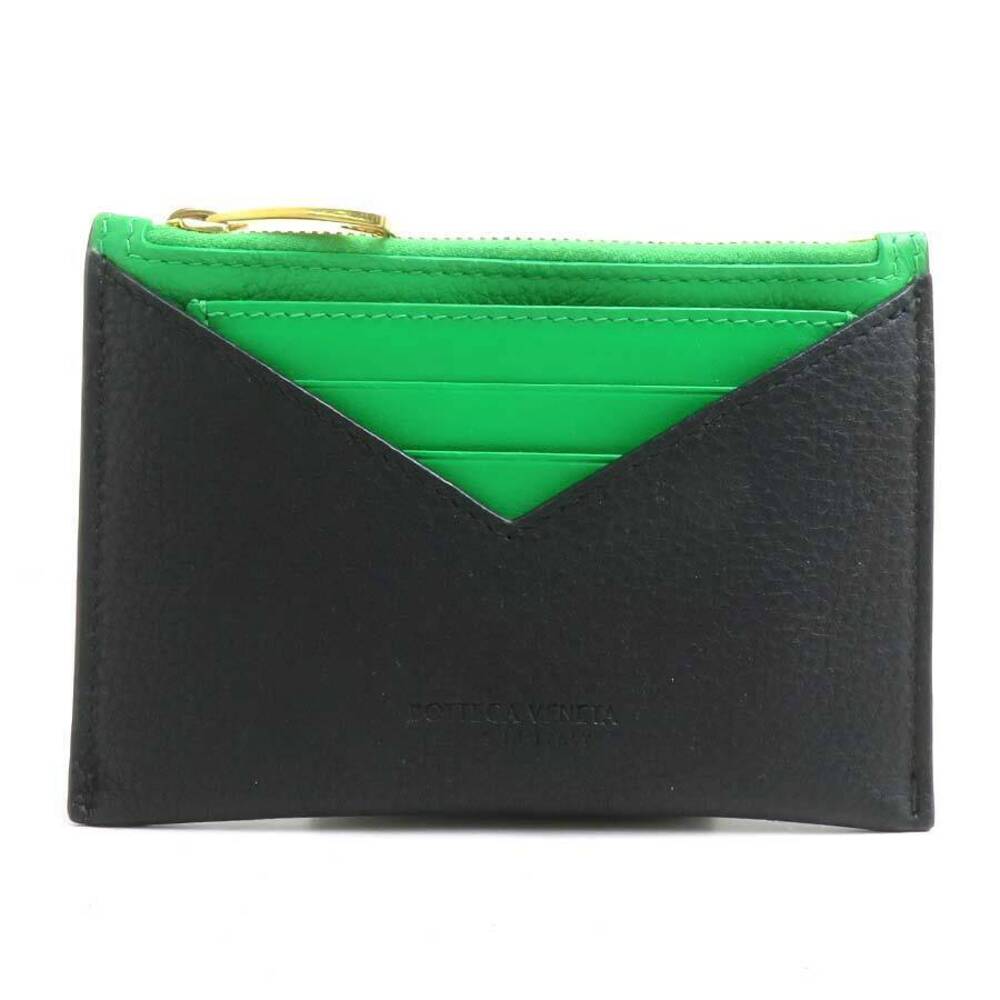 Bottega Veneta coin case Wallet leather black green
